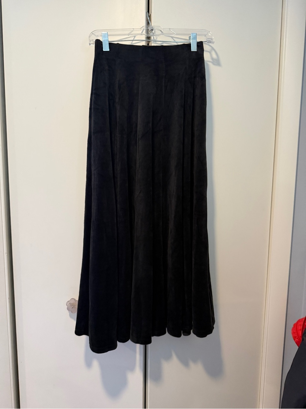 Velvet Black Maxi Skirt for Women
